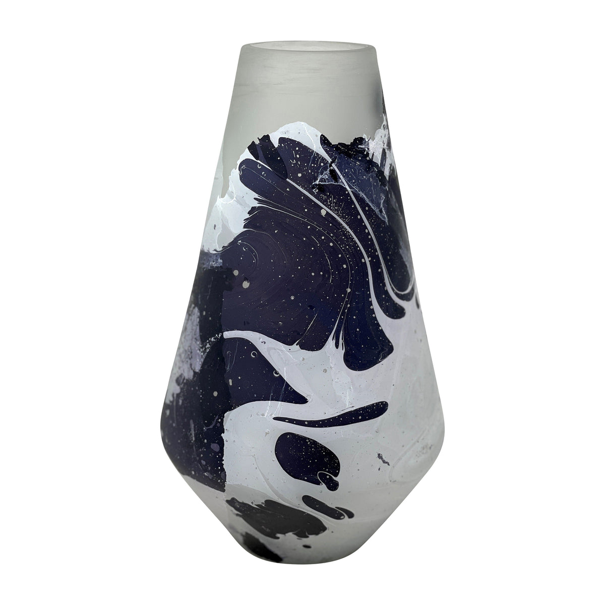 Glass 11" Fog Shadow Vase - White