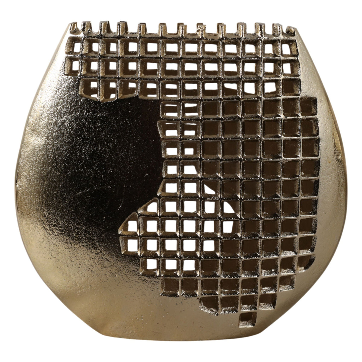 11" x 10" Partial Mesh Metal Vase - Gold