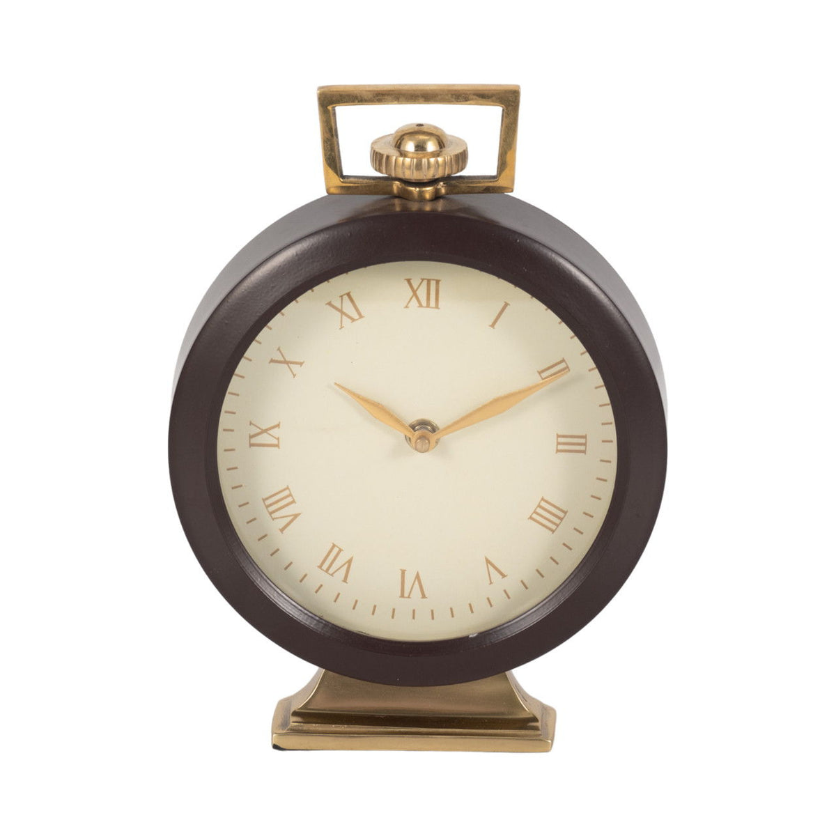 9" Jansen Desk Clock - Gold / Brown