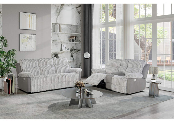 U6028-GREY-RS_CRLS-N U6028 GREY RECLINING SOFA - CONSOLE RECLINING LOVESEAT