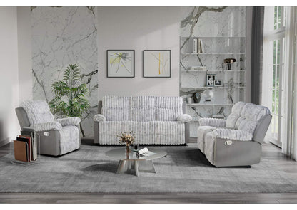 U6028-GREY-RS_CRLS_GR-N U6028 GREY RECLINING SOFA - CONSOLE RECLINING LOVESEAT - GLIDER RECLINER