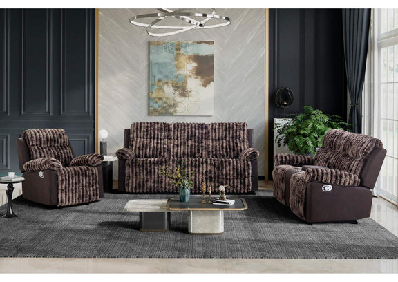 U6028-BROWN-RS_CRLS_GR-N U6028 BROWN RECLINING SOFA - CONSOLE RECLINING LOVESEAT - GLIDER RECLINER