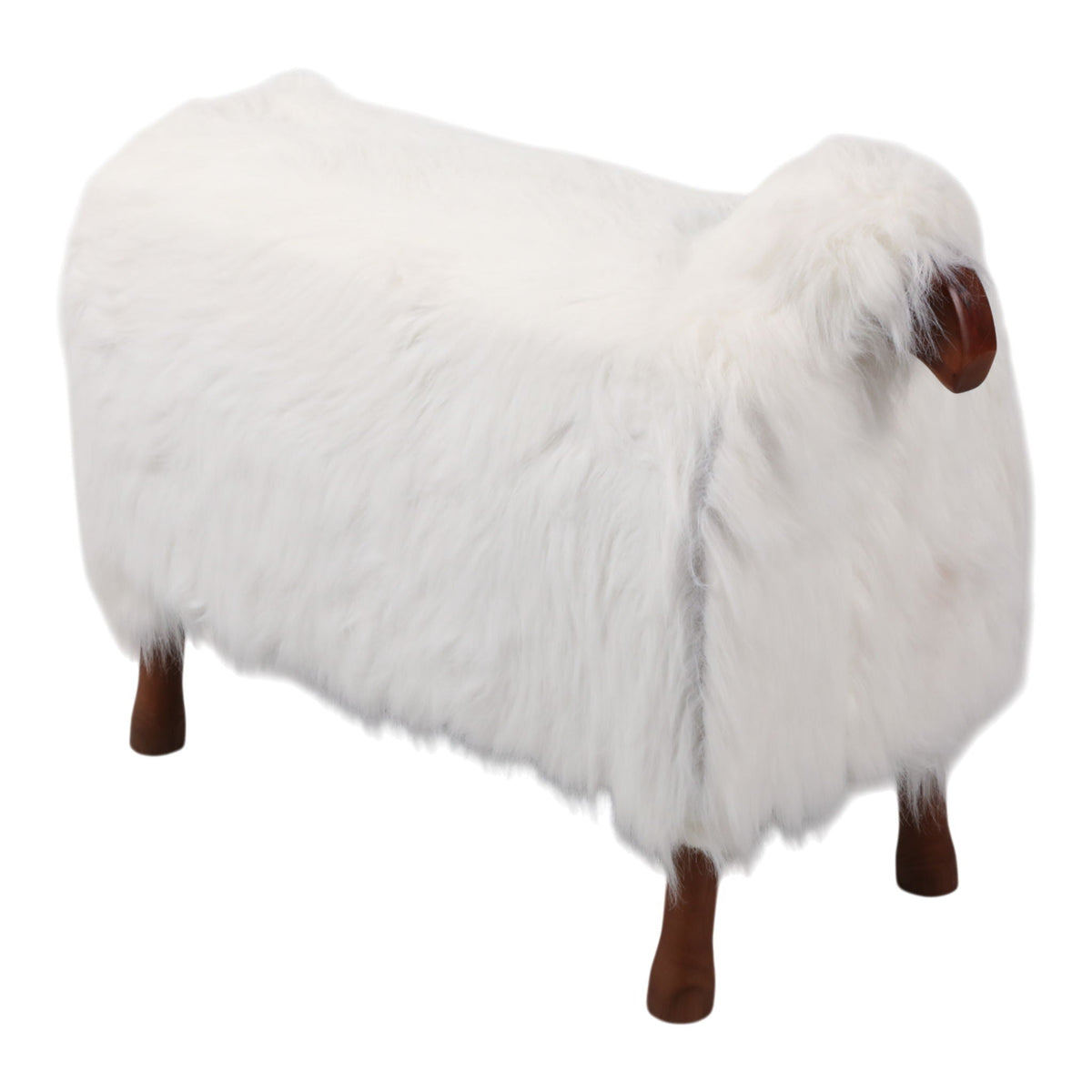 44" x 33" Faux Fur Sheep - White / Brown
