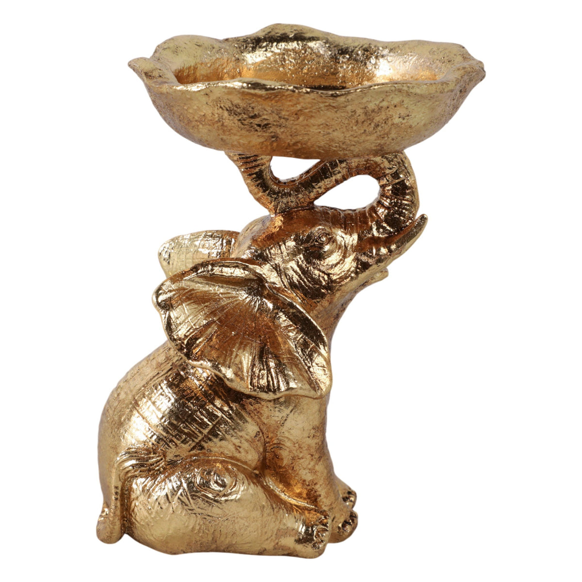 6" x 5" Bowl On Elephant Trunk - Gold