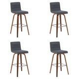 Vienna - Modern Swivel Bar Height Stool - Walnut Finished Wood Frame