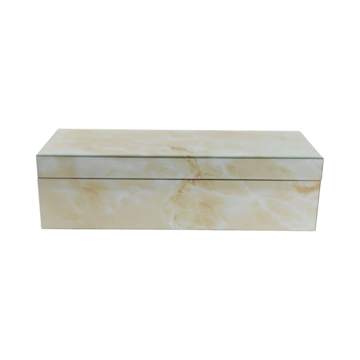 17" x 6" Marbled Glass Box - Ivory