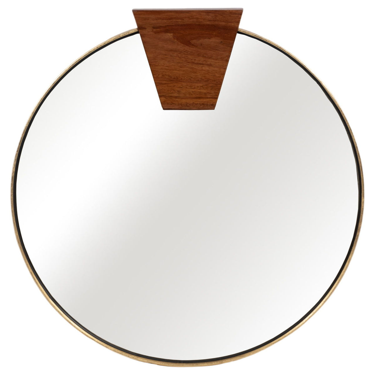 32" X 32" Round Wood Piece Mirror - Gold