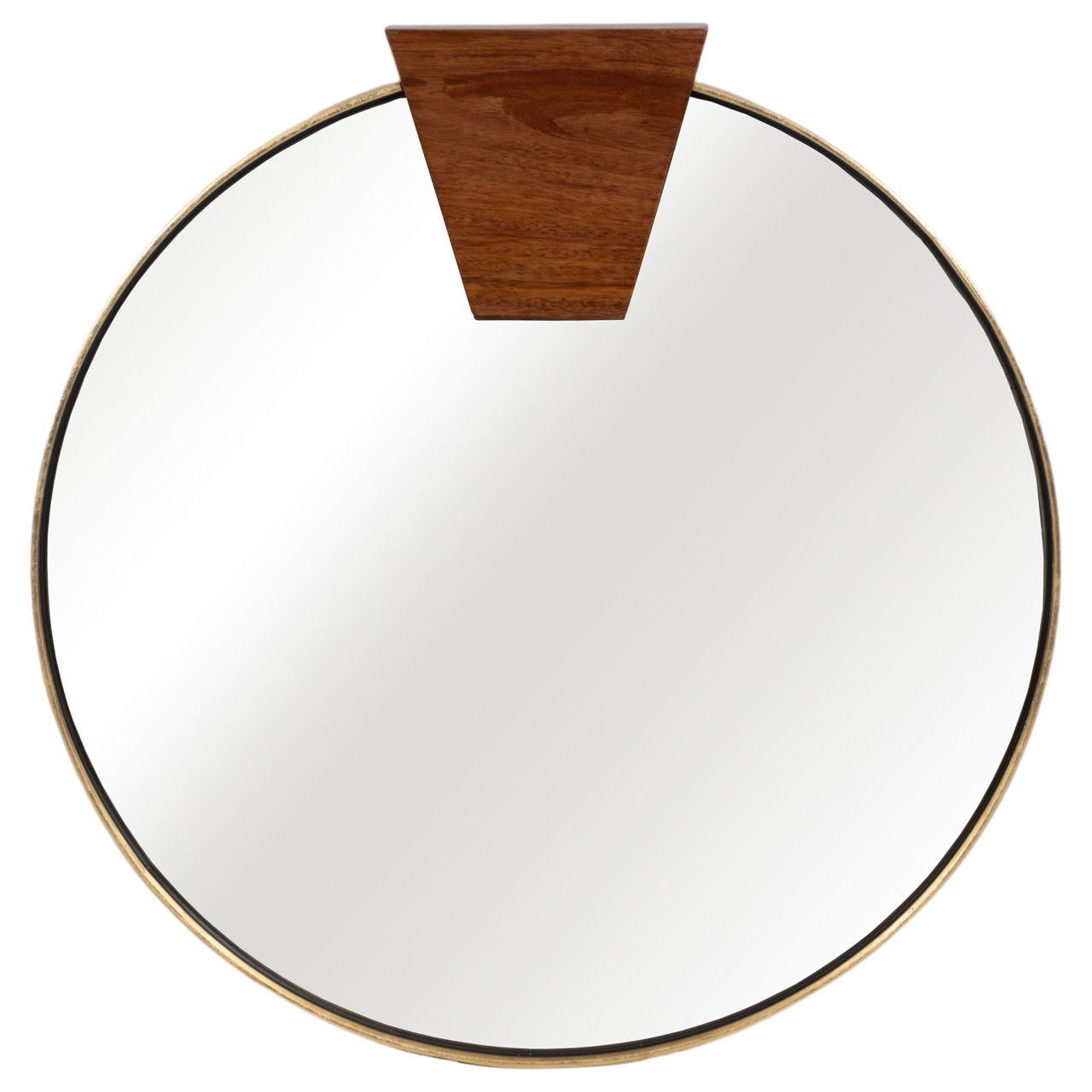 32" X 32" Round Wood Piece Mirror - Gold