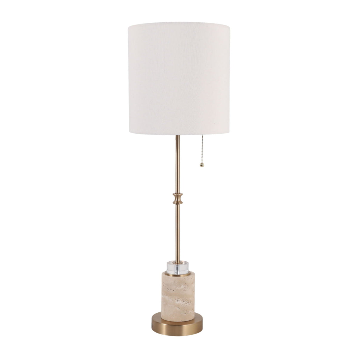 32" Franklin Travertine Buffet Lamp - Ivory / Gold