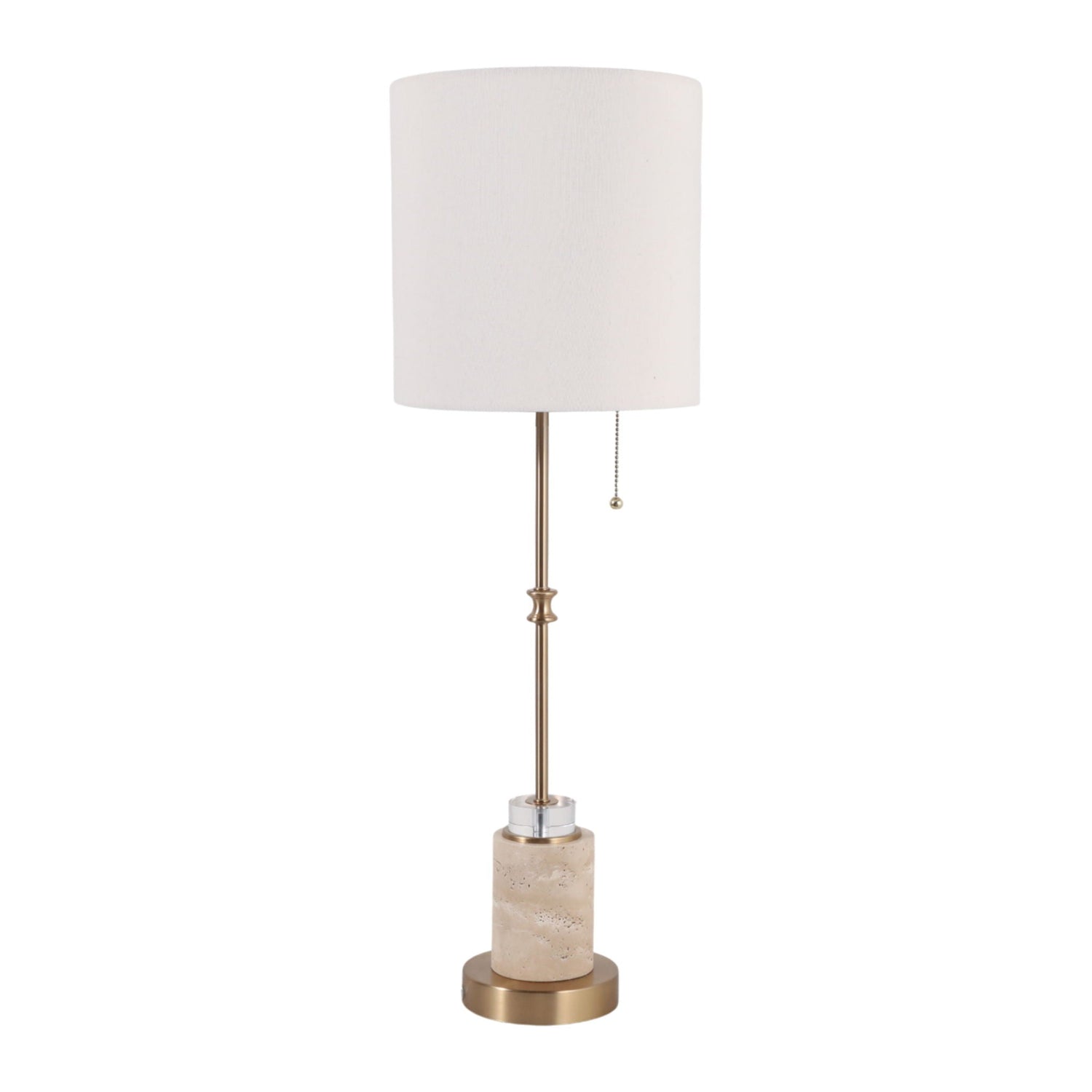 32" Franklin Travertine Buffet Lamp - Ivory / Gold