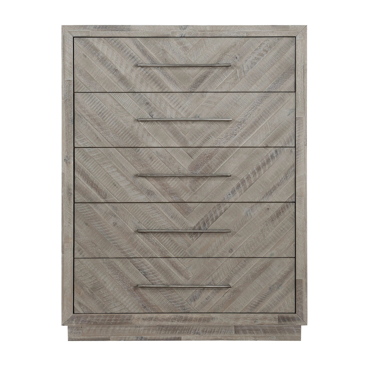 Alexandra Solid Wood Five Drawer Chest in Rustic Latte