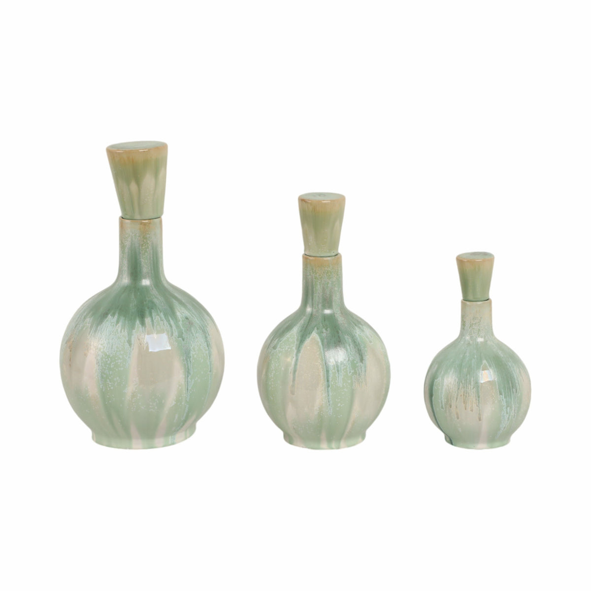 9" / 12" / 14" Sherwood Ceramic Bottles (Set of 3) - Green