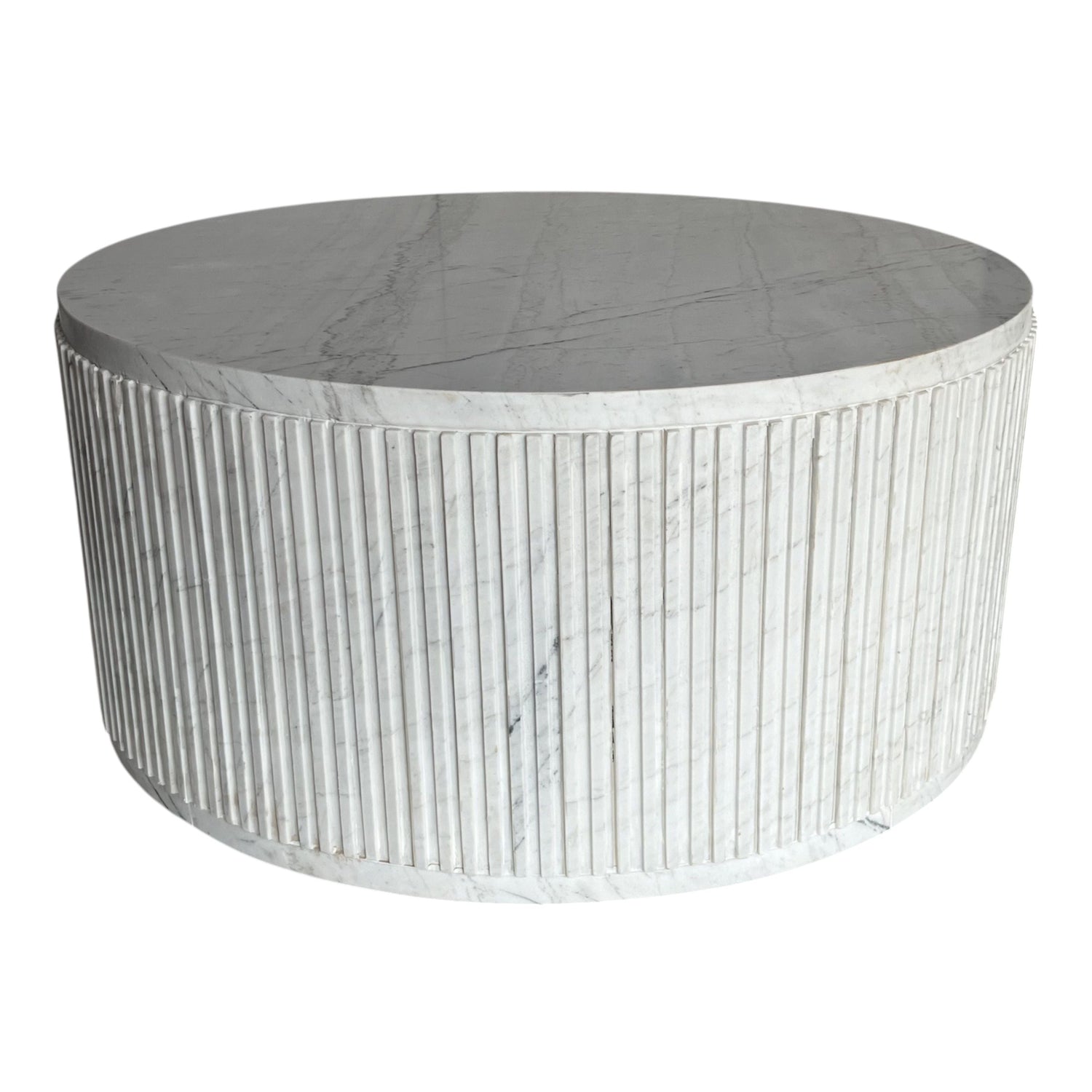 Entice Marble Fluted Coffee Table - White