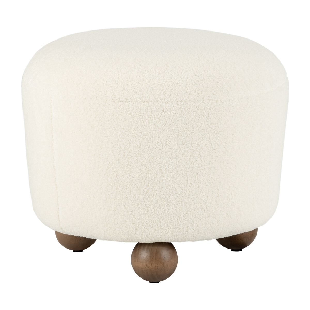 Round Ottoman With Ball Feet - Beige