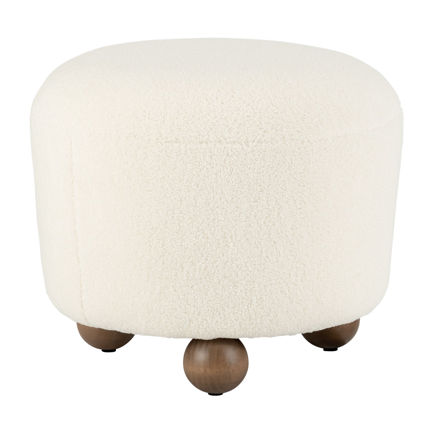 Round Ottoman With Ball Feet - Beige