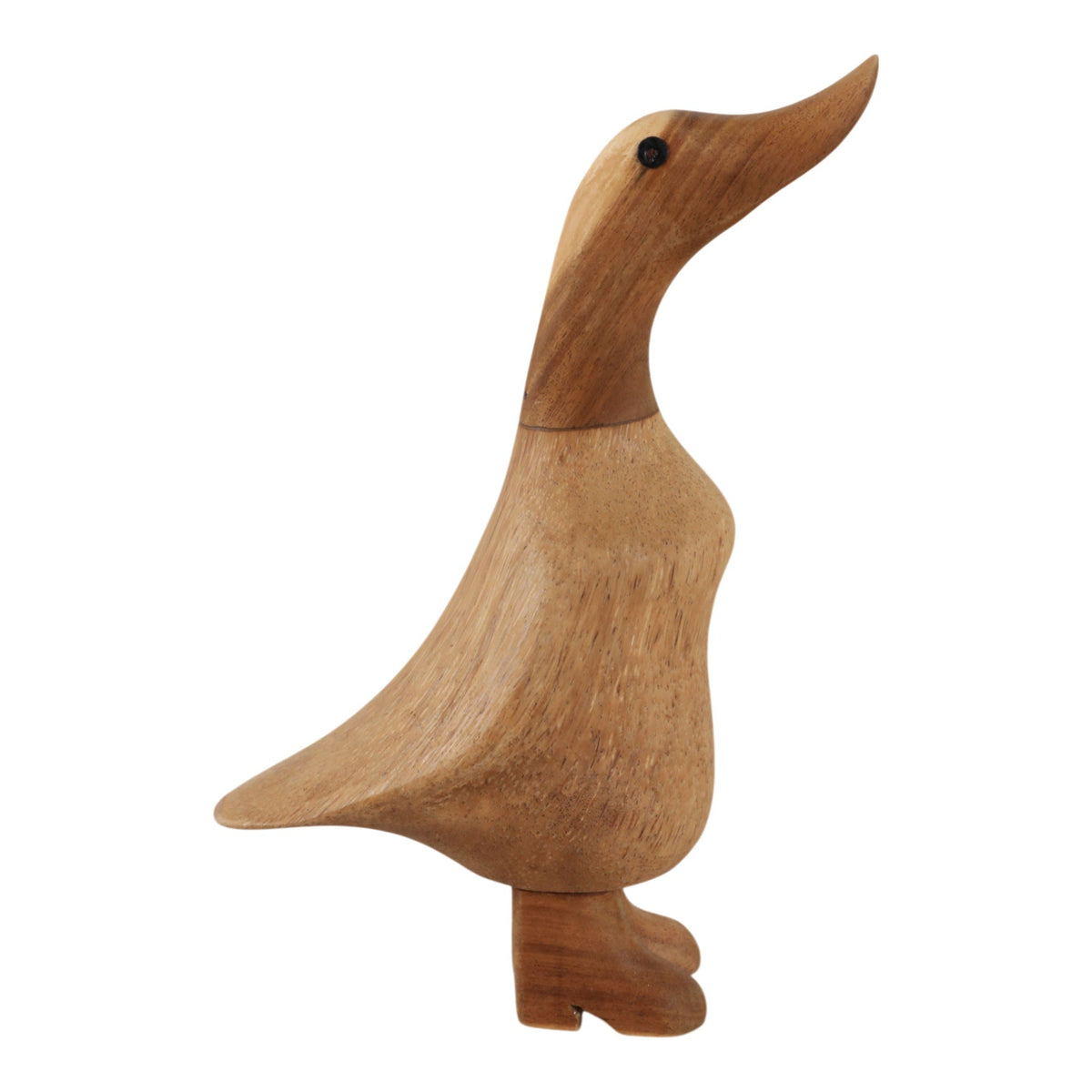 8" x 4" Natural Wood Duck In Boots - Brown