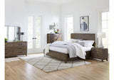 EQY6A6 Broderick Wood Panel Bed In Wild Oats Brown