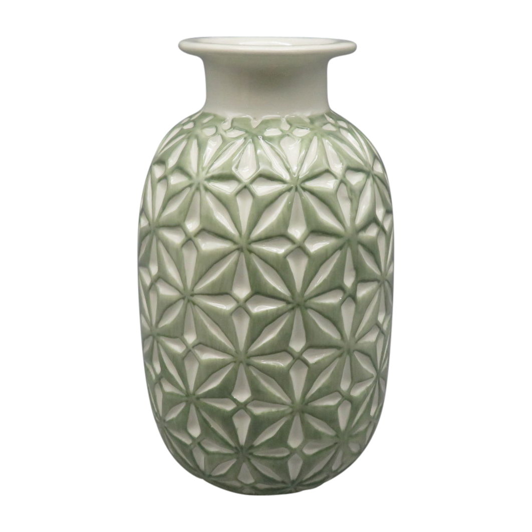 Ceramic Daisy Vase - Dark Sage