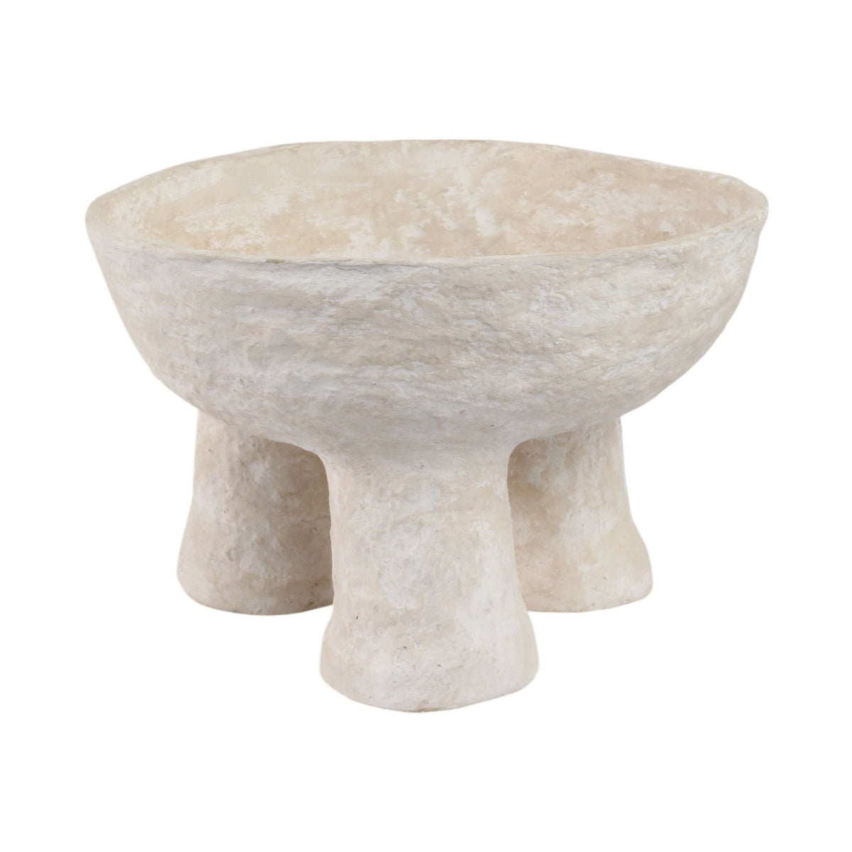 15" x 10" 3-Footed Paper Mache Bowl - White