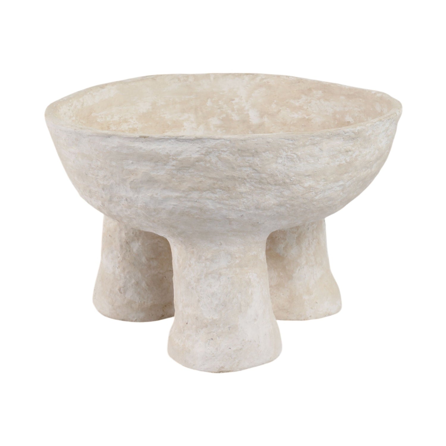 15" x 10" 3-Footed Paper Mache Bowl - White