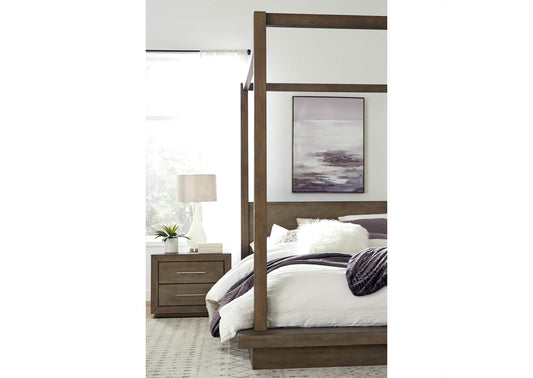 8D6481 Melbourne Two Drawer Nightstand With USB In Dark Pine