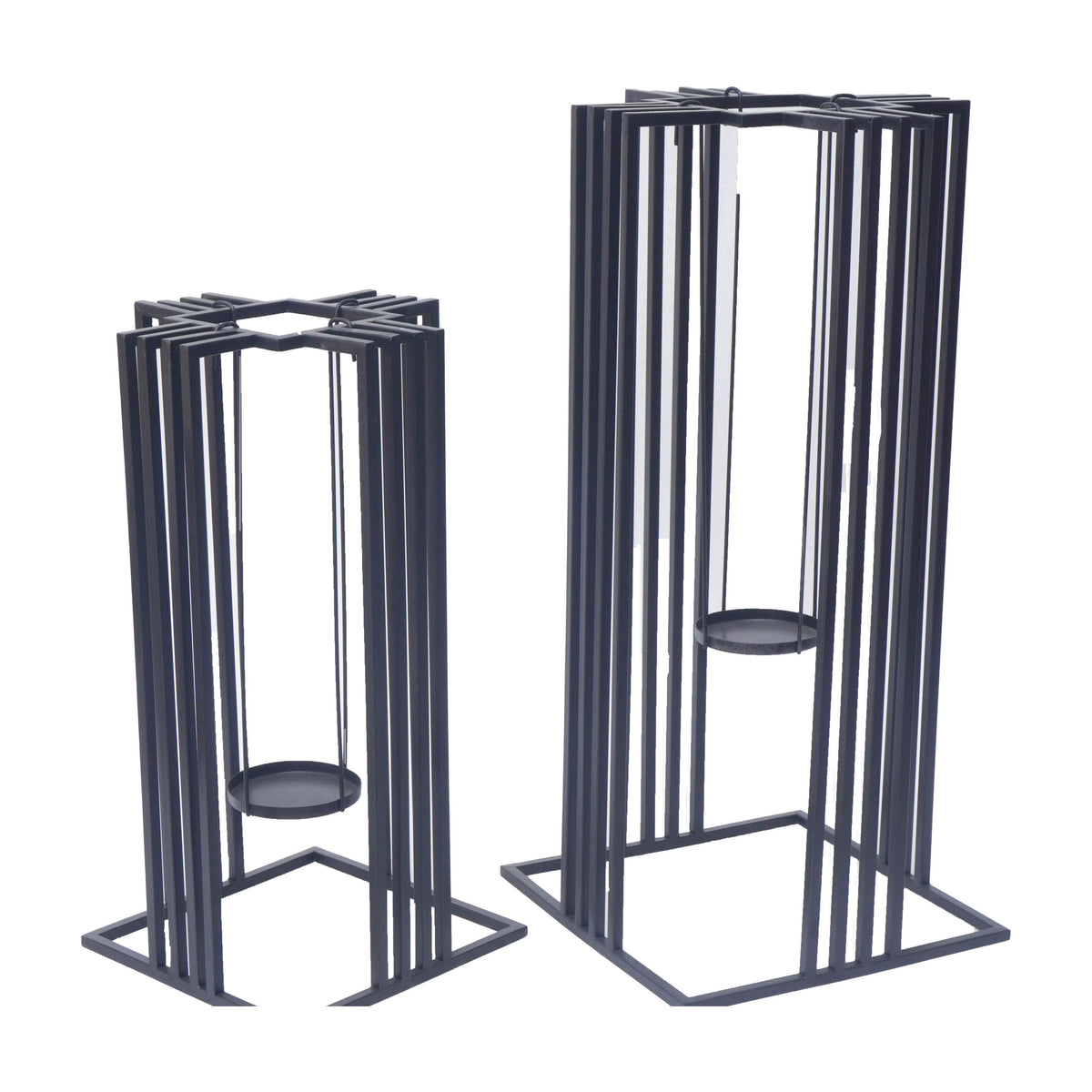 Metal Open Lanterns 20 / 26" (Set of 2) - Black