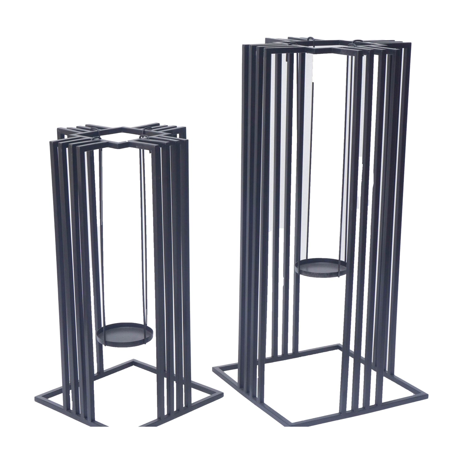 Metal Open Lanterns 20 / 26" (Set of 2) - Black