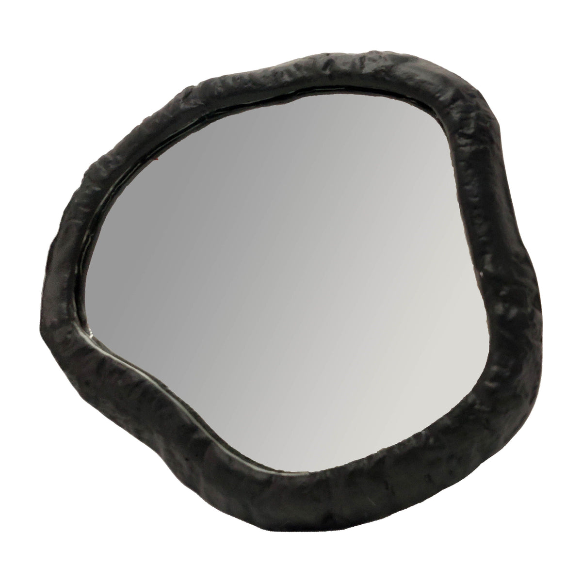 Aluminum Hammered Outlined Mirror 14" - Matte Black