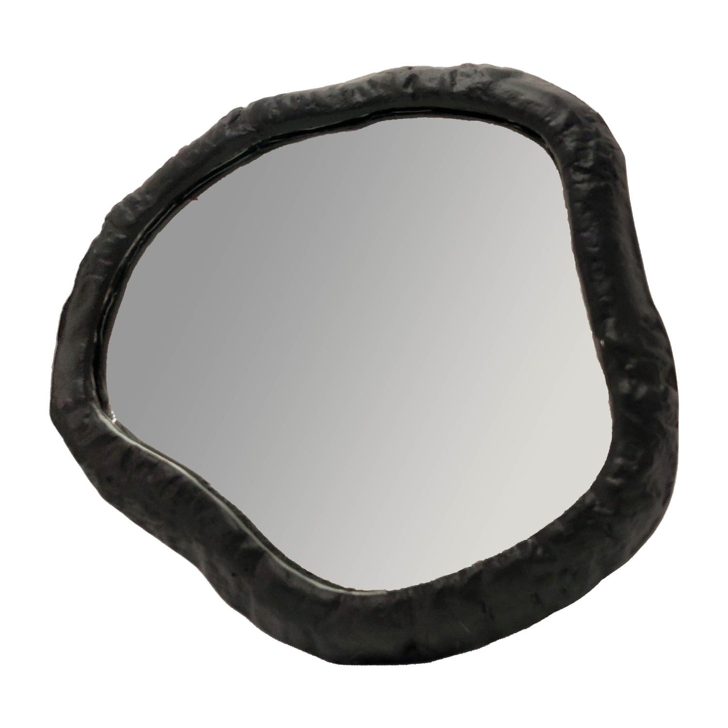 Aluminum Hammered Outlined Mirror 14" - Matte Black