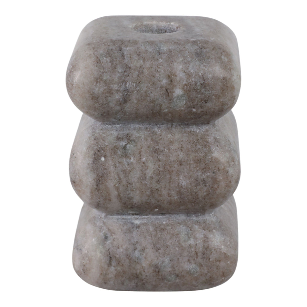 5" x 3" Curvy Marble Taper Holder - Beige