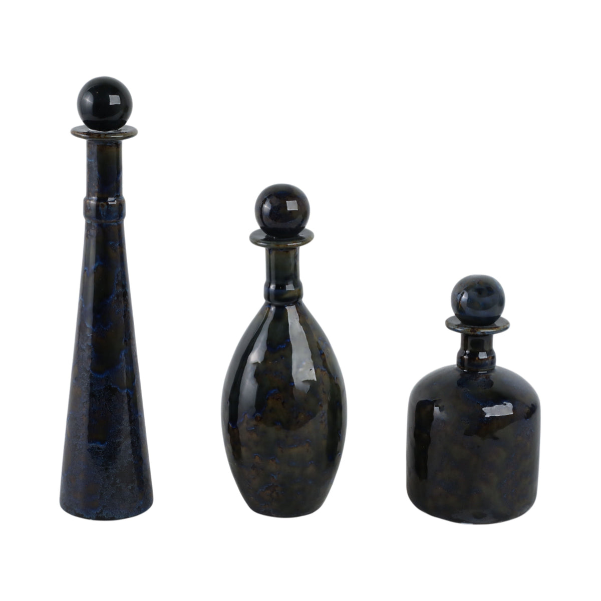 8" / 11" / 15" Olympia Ceramic Bottles (Set of 3) - Dark Gray