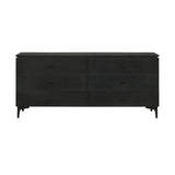 Legend - 6 Drawer Dresser With Metal Legs - Black Glaze Ash