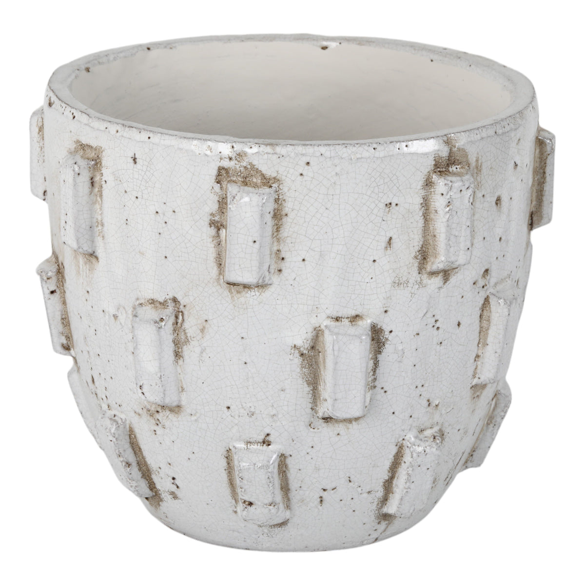 10" Sculptural Hobnail Planter - White