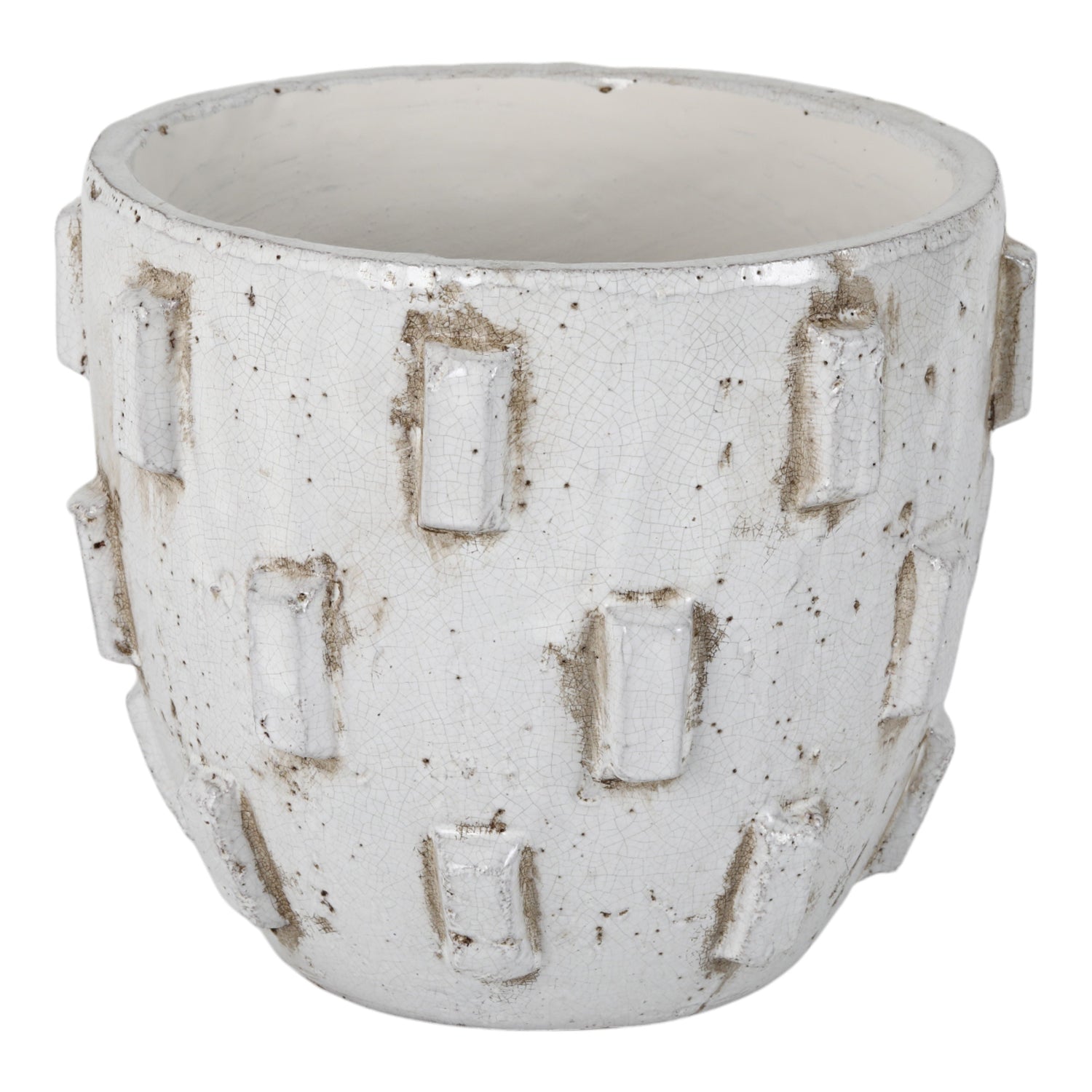 10" Sculptural Hobnail Planter - White