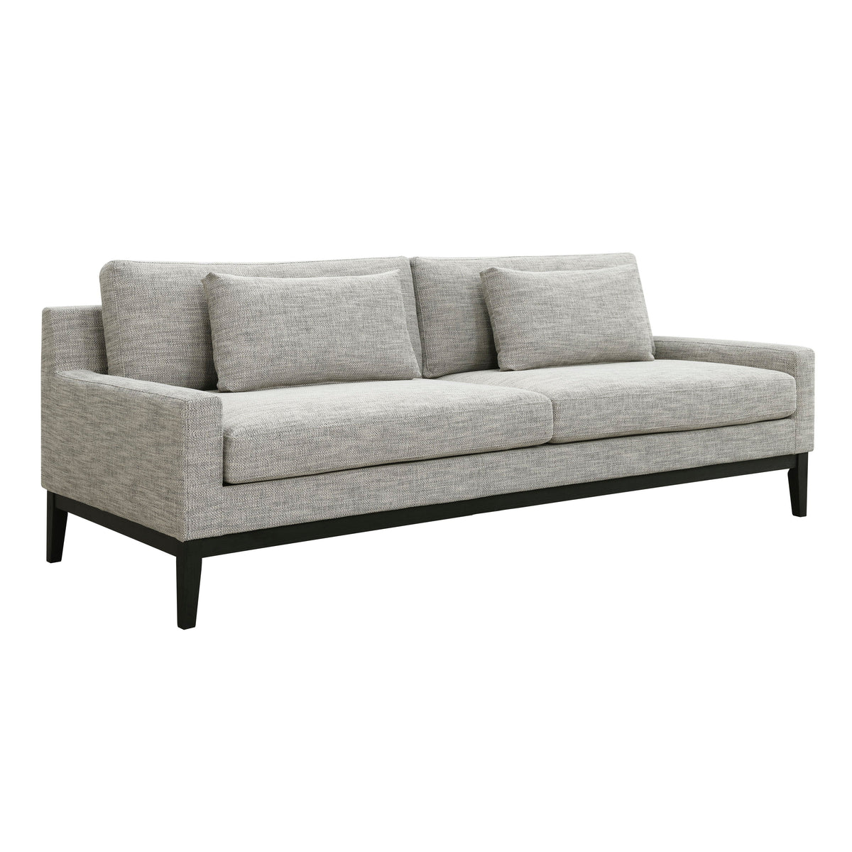 Wood 3-Seater Bolstered Sofa - Tan / Black