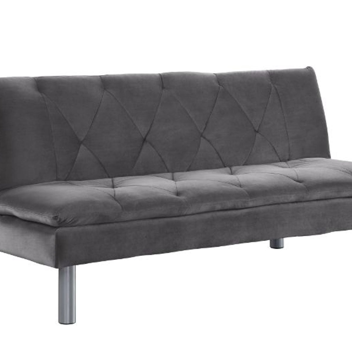 Cilliers - Futon - Gray Velvet &amp; Chrome Finish