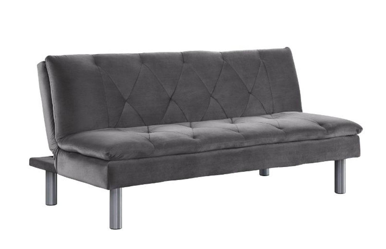 Cilliers - Futon - Gray Velvet &amp; Chrome Finish