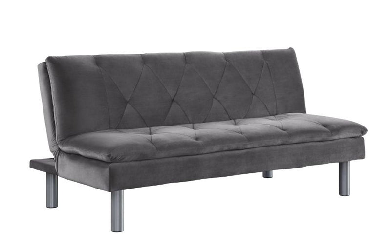 Cilliers - Futon - Gray Velvet &amp; Chrome Finish