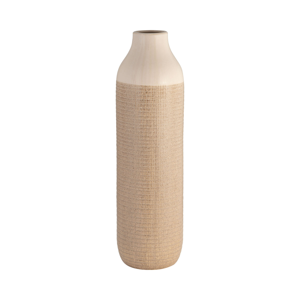 Ceramic 16" 2-Tone Vase - White/Tan