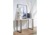 FLBK23 Ariela Natural Travertine Console Table With Bronze Metal Base