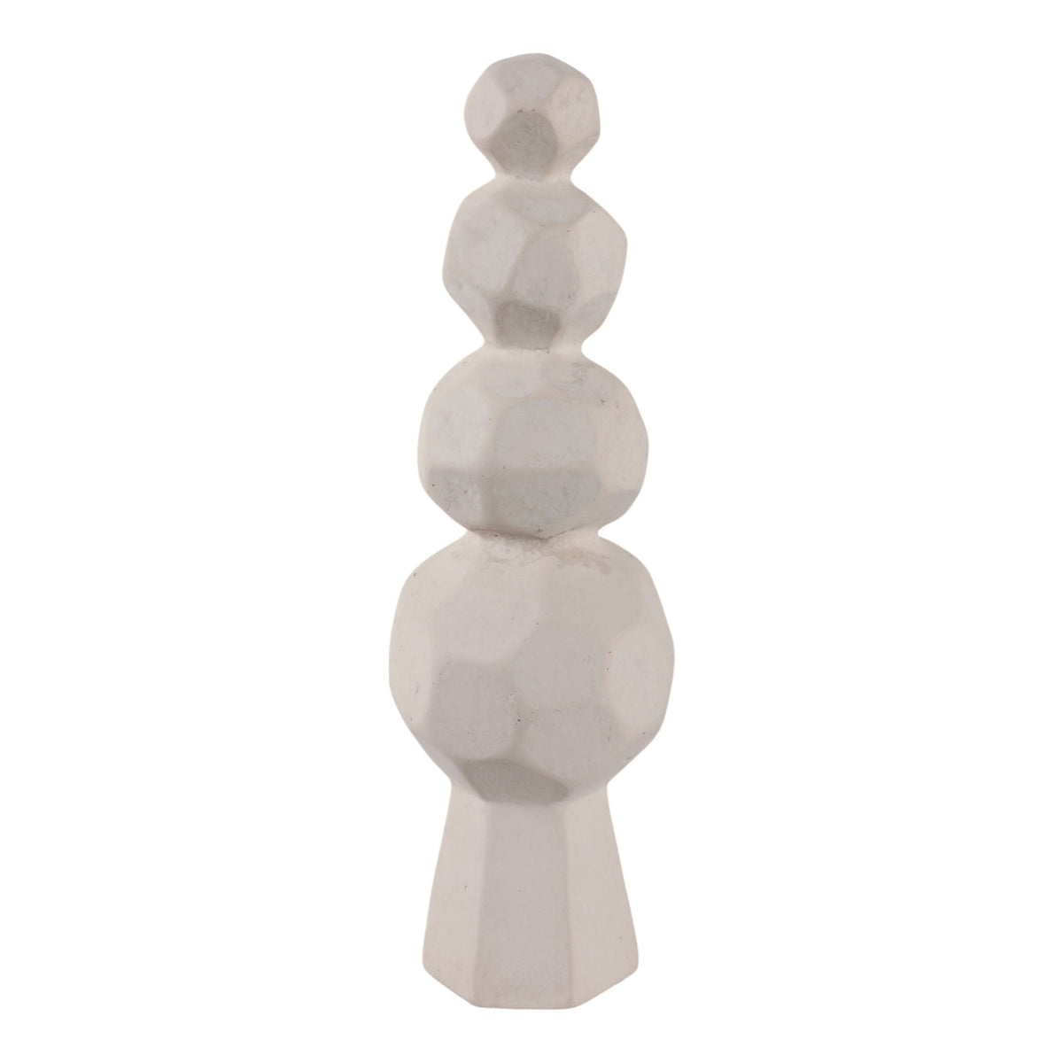 19" x 6" Faceted Rocks Paper Mache Sculpture - White