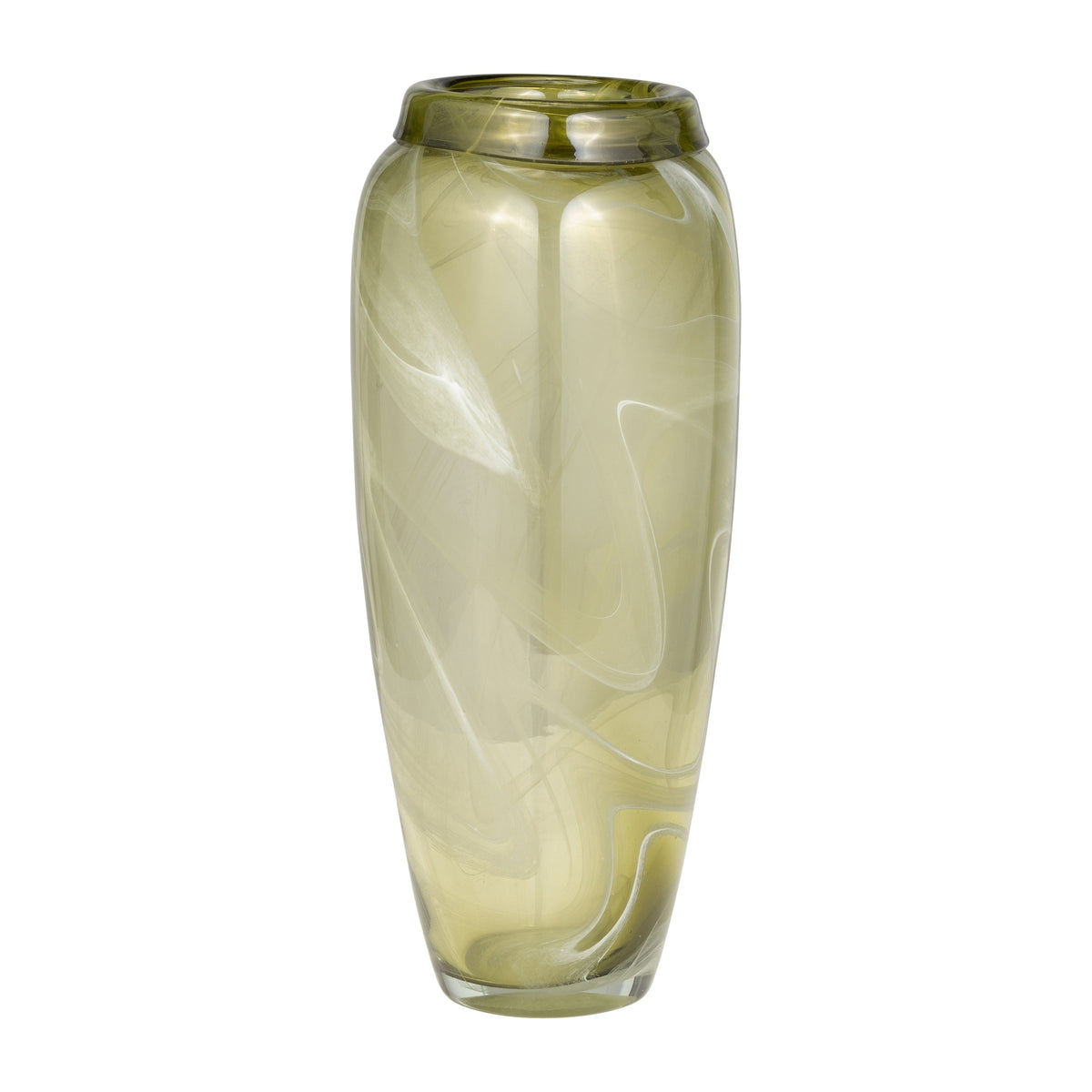 Glass Vase 14" - Green Swirl