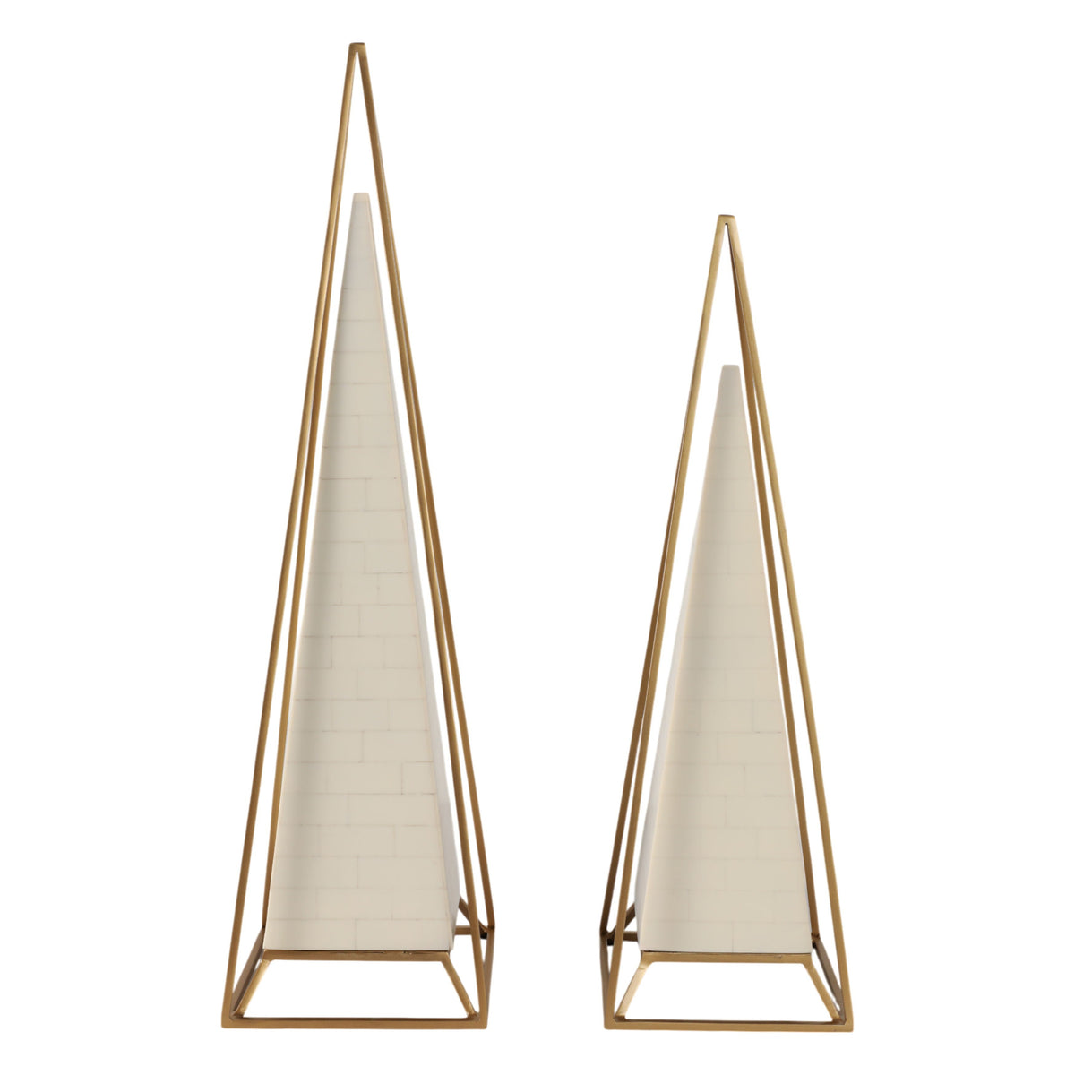 26" / 21" Carlisle Large Pyramids (Set of 2) - Gold / White