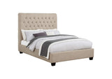 300007F Chloe Upholstered Full Panel Bed Oatmeal
