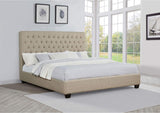 300007KE Chloe Upholstered Eastern King Panel Bed Oatmeal