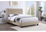 300007Q Chloe Upholstered Queen Panel Bed Oatmeal