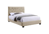 300007Q Chloe Upholstered Queen Panel Bed Oatmeal