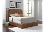300501KW Laughton Banana Leaf California King Panel Bed Amber