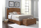 300501KW Laughton Banana Leaf California King Panel Bed Amber
