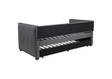 300554 Brodie Upholstered Twin Daybed with Trundle Grey